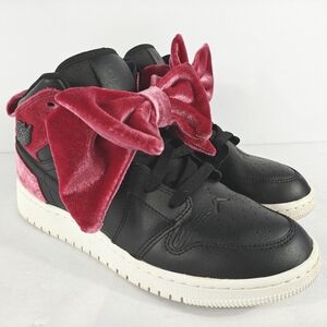 Nike Air Jordan 1 Mid Bow Size 5 Youth Shoes Black Noble Red CK5678-006